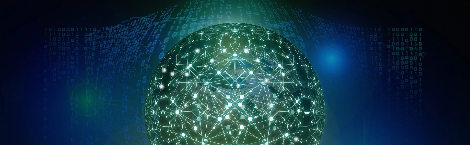 Connected globe with binary numbers